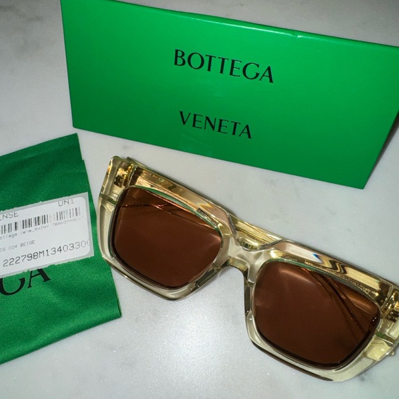 Bottega Veneta BV1122S 003 New Transparent Yellow/Grey Women's Sunglasses - Picture 2 of 13
